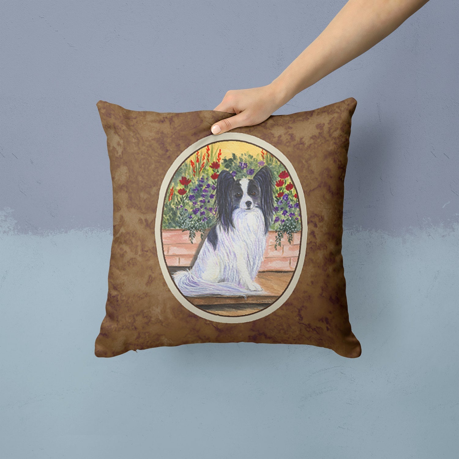 Papillon Decorative Throw Pillow 14x14 Indoor Outdoor Accent Cushion, Fabric Cover with Insert for Sofa, Bed, Porch & Living Room
