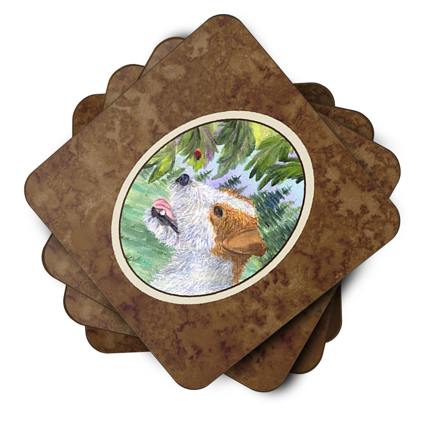 Jack Russell Terrier Foam Coasters Set of 4 Cup Coasters for Indoor Outdoor, Tabletop Protection, Anti Slip, Mouse pad Material