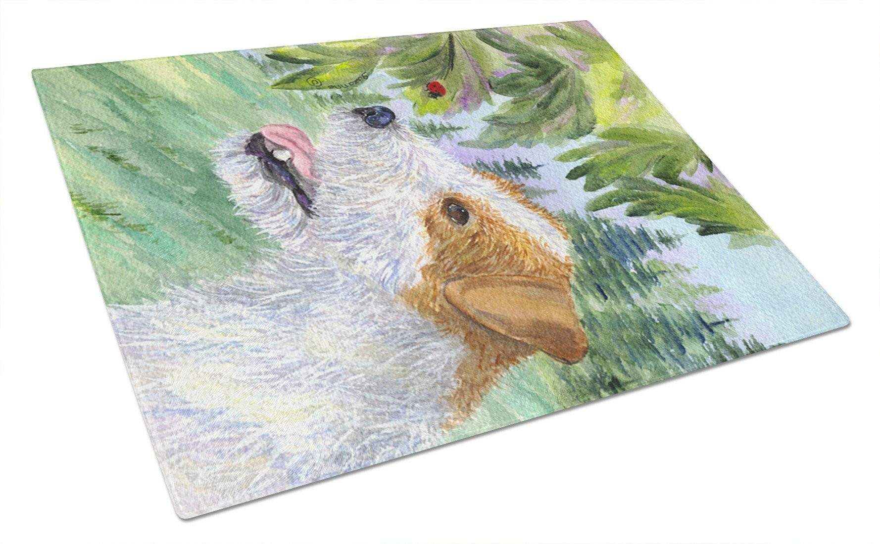 Jack Russell Terrier Cutting Board Tempered Glass Kitchen Cutting Surface, Heat Resistant Chopping, Non-Slip Feet, Food Prep & Serving
