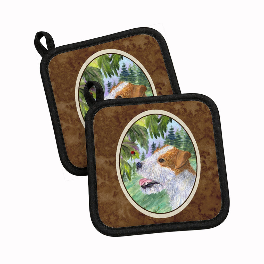 Jack Russell Terrier Pot Holder Set of 2 Heat Resistant Quilted Hot Pads 7.5 x 7.5 Inch, Insulated Kitchen Trivets for Cooking & Baking