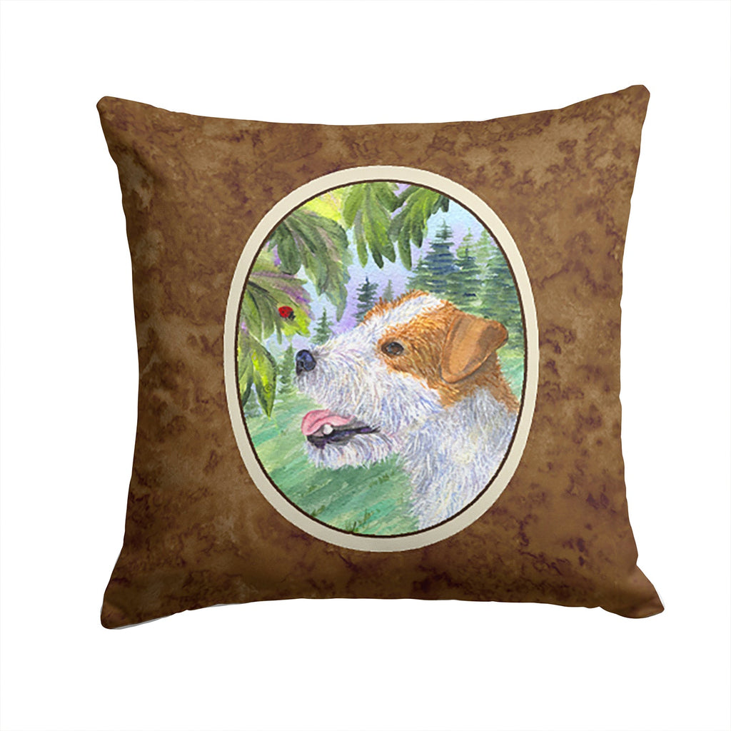 Jack Russell Terrier Decorative Throw Pillow 14x14 Indoor Outdoor Accent Cushion, Fabric Cover with Insert for Sofa, Bed, Porch & Living Room