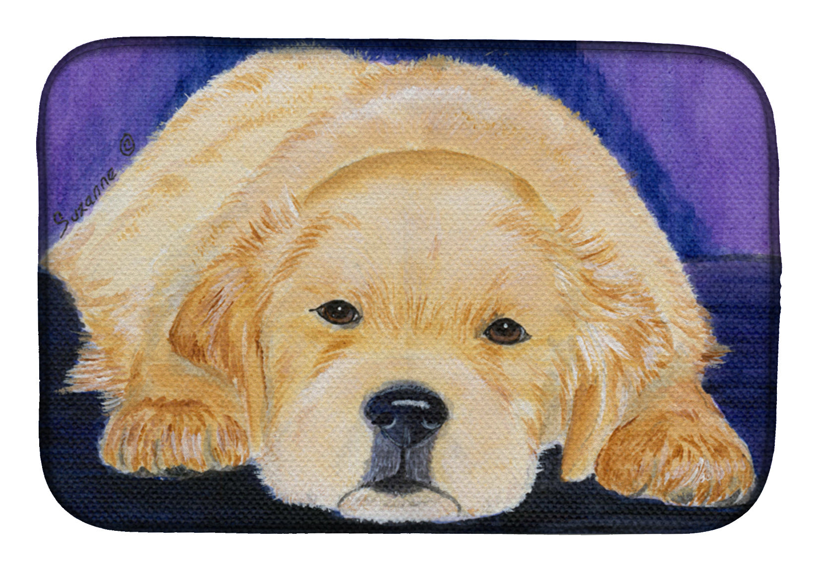 Golden Retriever Dish Drying Mat Absorbent Dish Drying Mat Pad for Kitchen Counter Dish Drainer Mat for Countertop, 14 x 21", Multicolor
