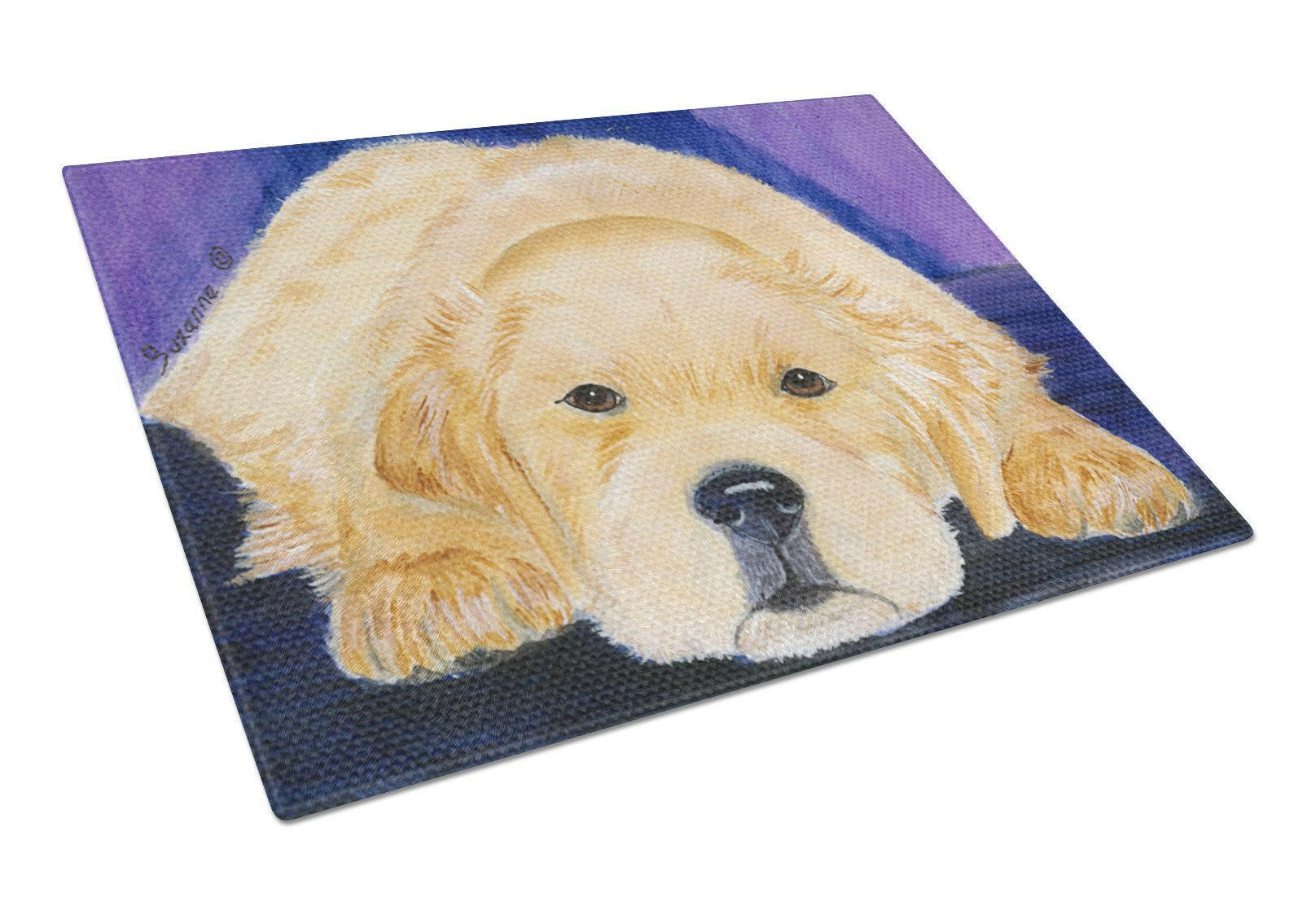 Golden Retriever Cutting Board Tempered Glass Kitchen Cutting Surface, Heat Resistant Chopping, Non-Slip Feet, Food Prep & Serving