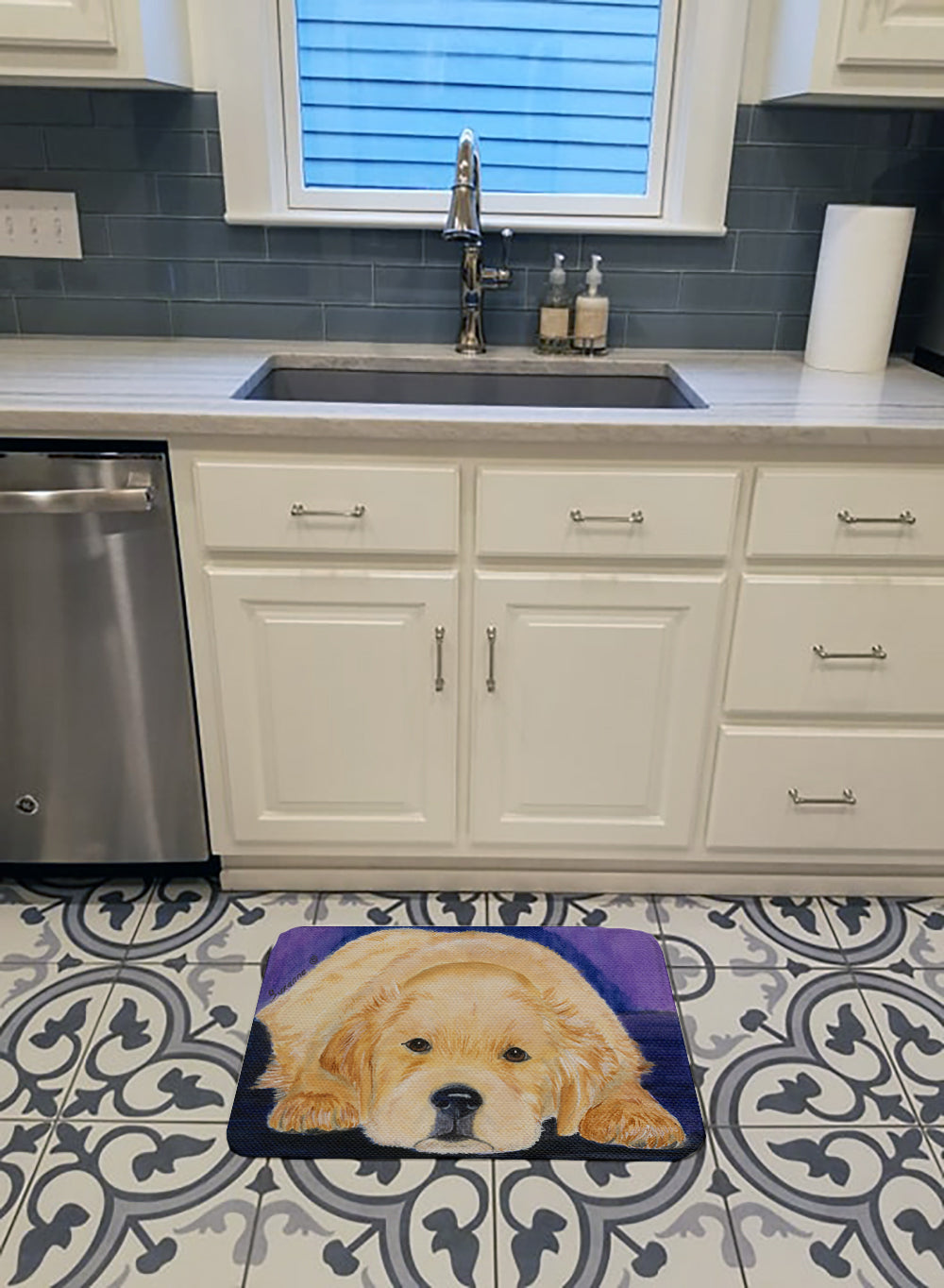 Golden Retriever Memory Foam Kitchen Mat Machine Washable Anti-Fatigue Cushion Comfort Bath or Kitchen Rug