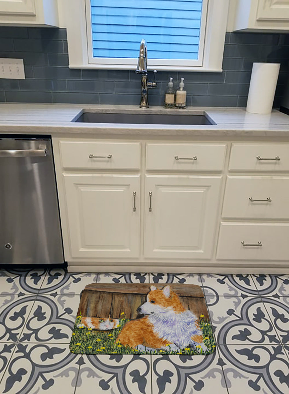Corgi Memory Foam Kitchen Mat Machine Washable Anti-Fatigue Cushion Comfort Bath or Kitchen Rug