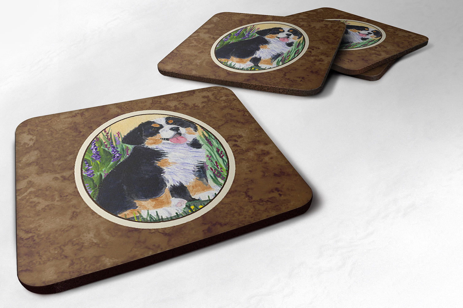 Bernese Mountain Dog Foam Coasters Set of 4 Cup Coasters for Indoor Outdoor, Tabletop Protection, Anti Slip, Mouse pad Material