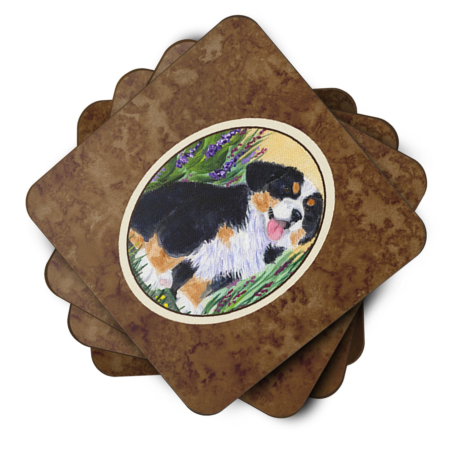 Bernese Mountain Dog Foam Coasters Set of 4 Cup Coasters for Indoor Outdoor, Tabletop Protection, Anti Slip, Mouse pad Material