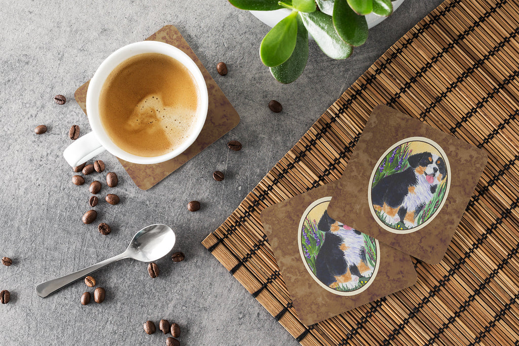 Bernese Mountain Dog Foam Coasters Set of 4 Cup Coasters for Indoor Outdoor, Tabletop Protection, Anti Slip, Mouse pad Material