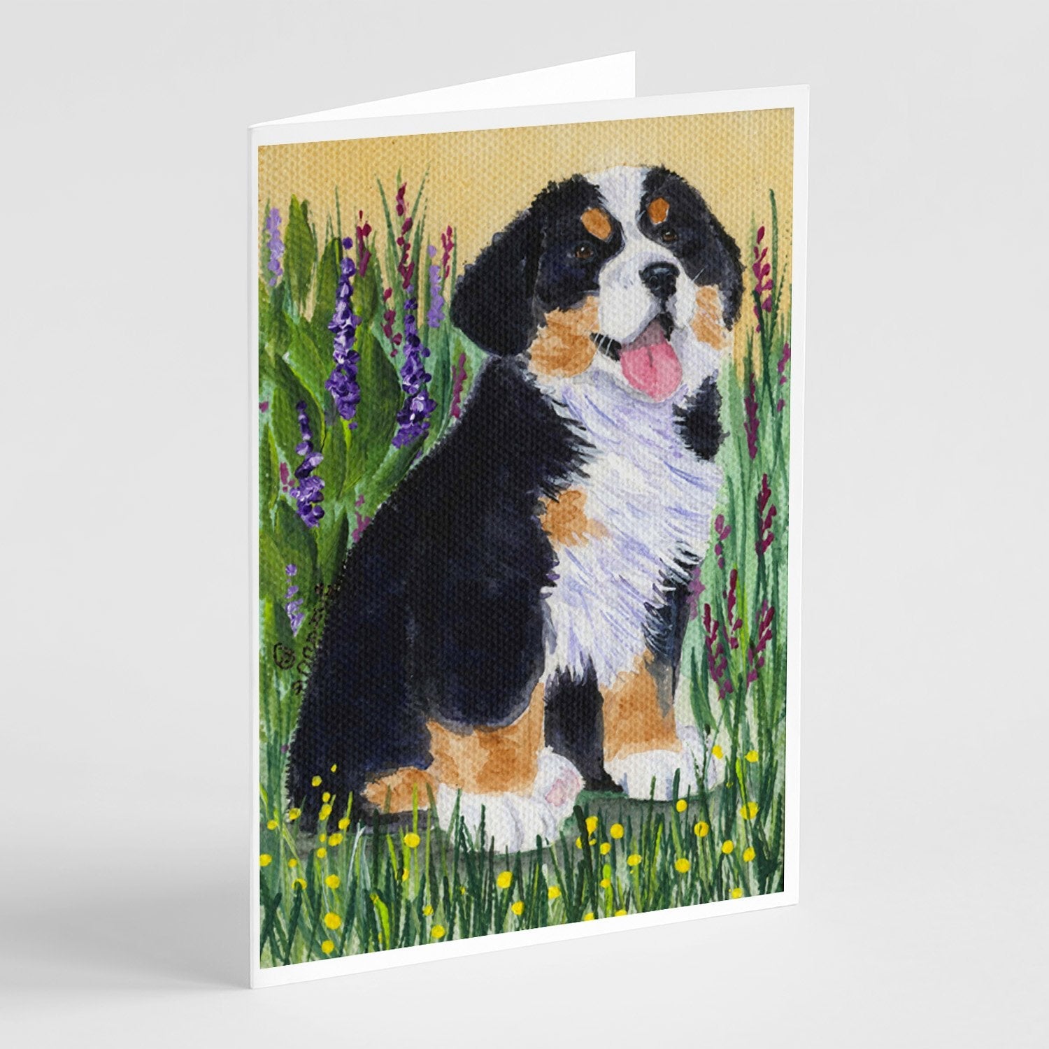 Bernese Mountain Dog Greeting Cards Pack of 8 Blank Cards with Envelopes Whimsical A7 Size 5x7