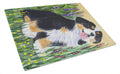 Bernese Mountain Dog Cutting Board Tempered Glass Kitchen Cutting Surface, Heat Resistant Chopping, Non-Slip Feet, Food Prep & Serving