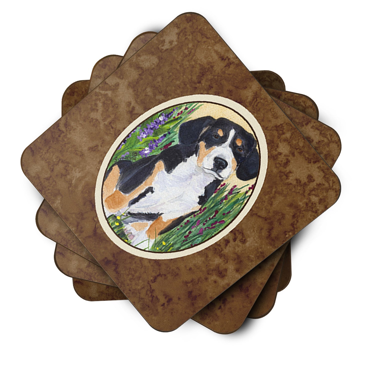 Entlebucher Mountain Dog Foam Coasters Set of 4 Cup Coasters for Indoor Outdoor, Tabletop Protection, Anti Slip, Mouse pad Material