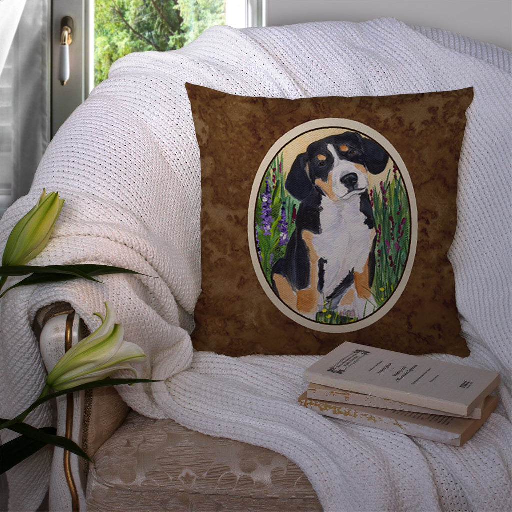 Entlebucher Mountain Dog Decorative Throw Pillow 14x14 Indoor Outdoor Accent Cushion, Fabric Cover with Insert for Sofa, Bed, Porch & Living Room