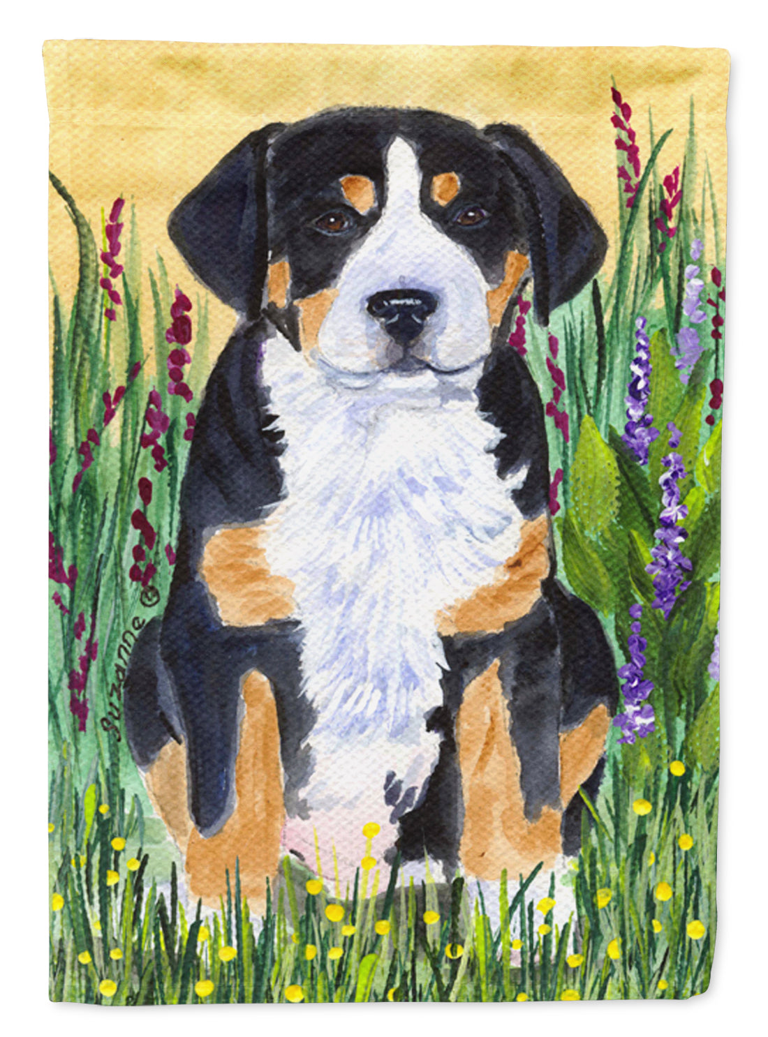 Greater Swiss Mountain Dog House Flag 28x40 Porch Sleeve Pole Decorative Outside Yard Banner Artwork Wall Hanging, Polyester