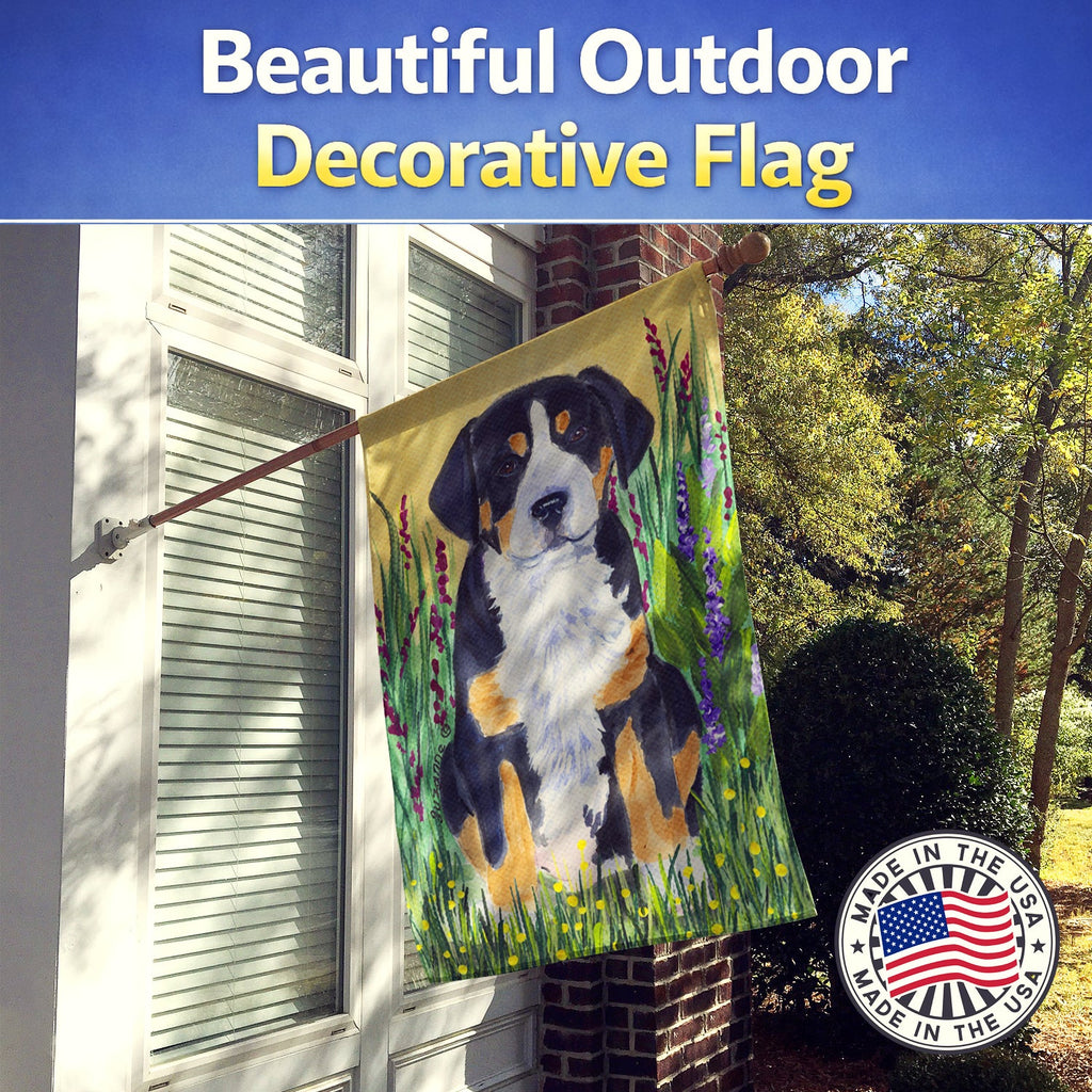 Greater Swiss Mountain Dog House Flag 28x40 Porch Sleeve Pole Decorative Outside Yard Banner Artwork Wall Hanging, Polyester