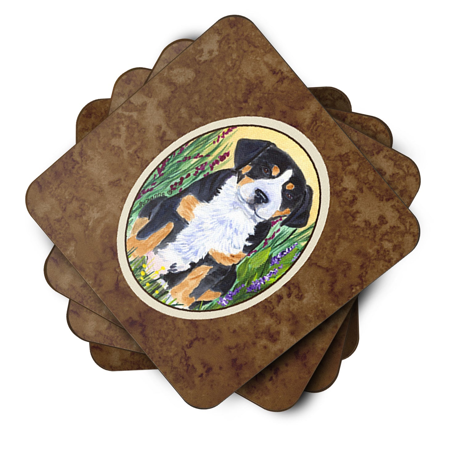 Greater Swiss Mountain Dog Foam Coasters Set of 4 Cup Coasters for Indoor Outdoor, Tabletop Protection, Anti Slip, Mouse pad Material