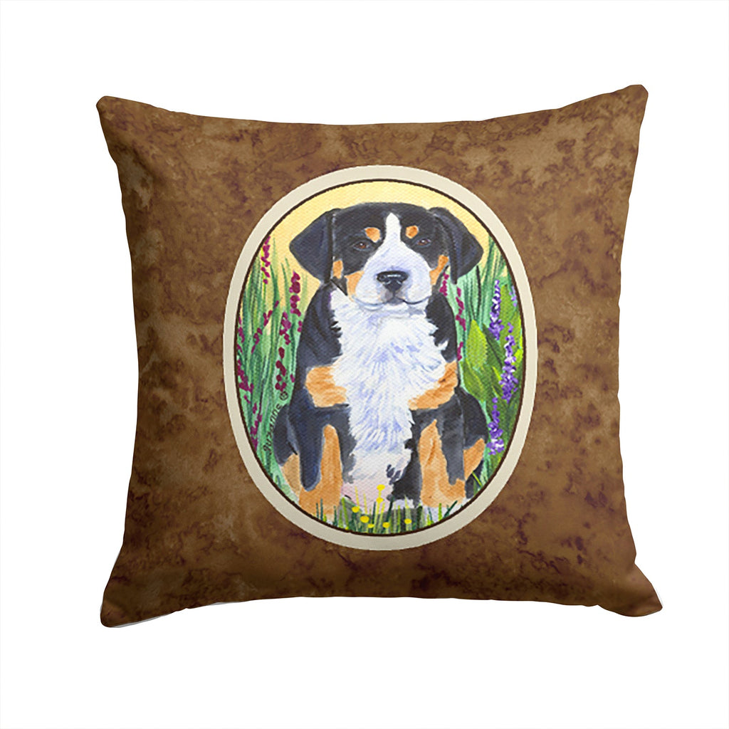Greater Swiss Mountain Dog Decorative Throw Pillow 14x14 Indoor Outdoor Accent Cushion, Fabric Cover with Insert for Sofa, Bed, Porch & Living Room