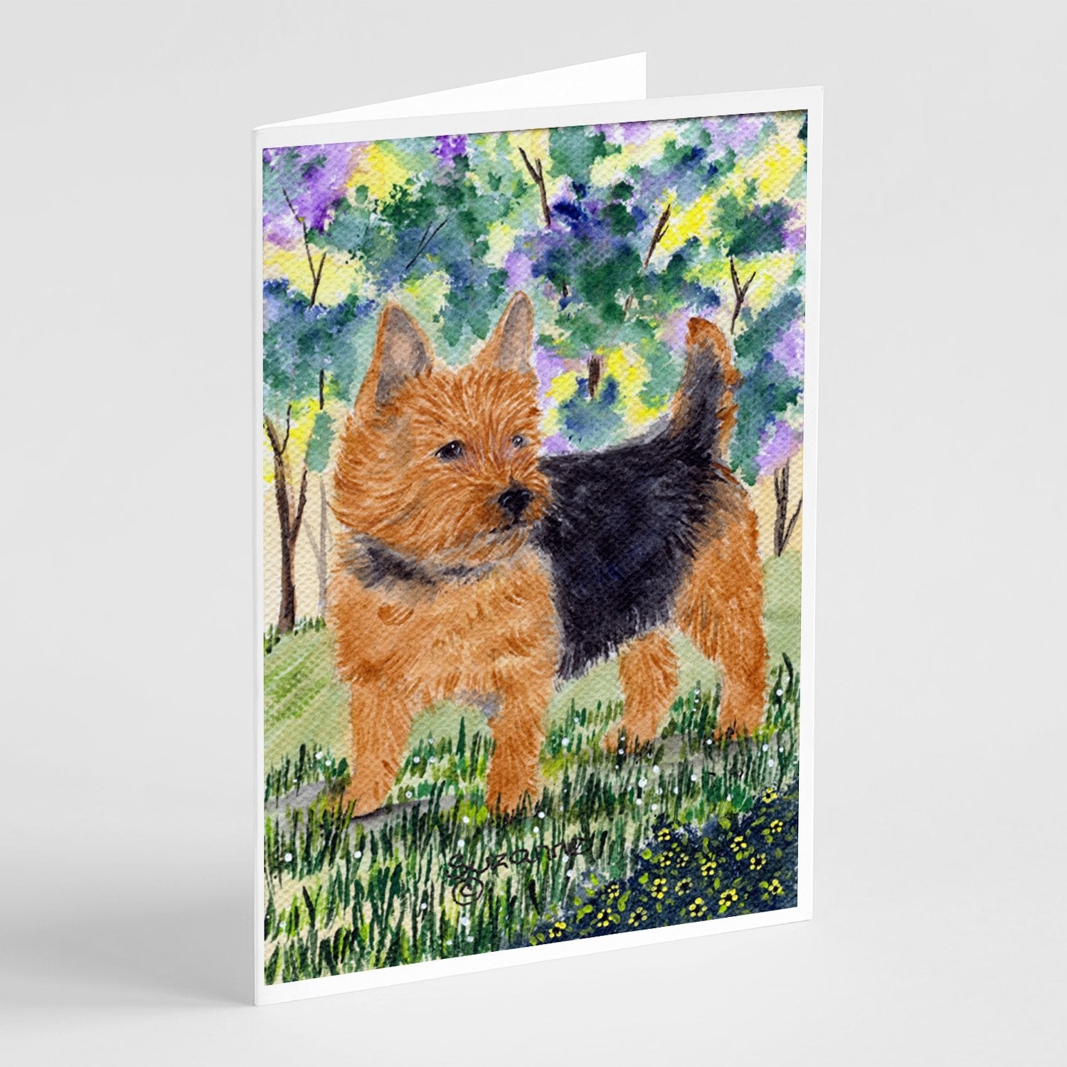 Norwich Terrier Greeting Cards Pack of 8 Blank Cards with Envelopes Whimsical A7 Size 5x7