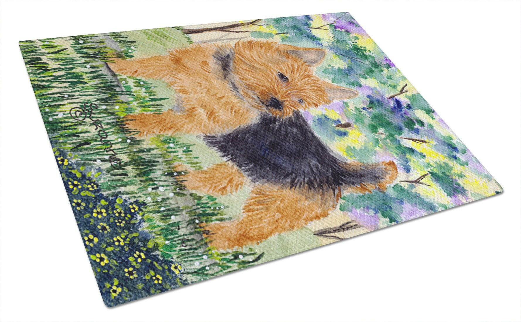 Norwich Terrier Cutting Board Tempered Glass Kitchen Cutting Surface, Heat Resistant Chopping, Non-Slip Feet, Food Prep & Serving