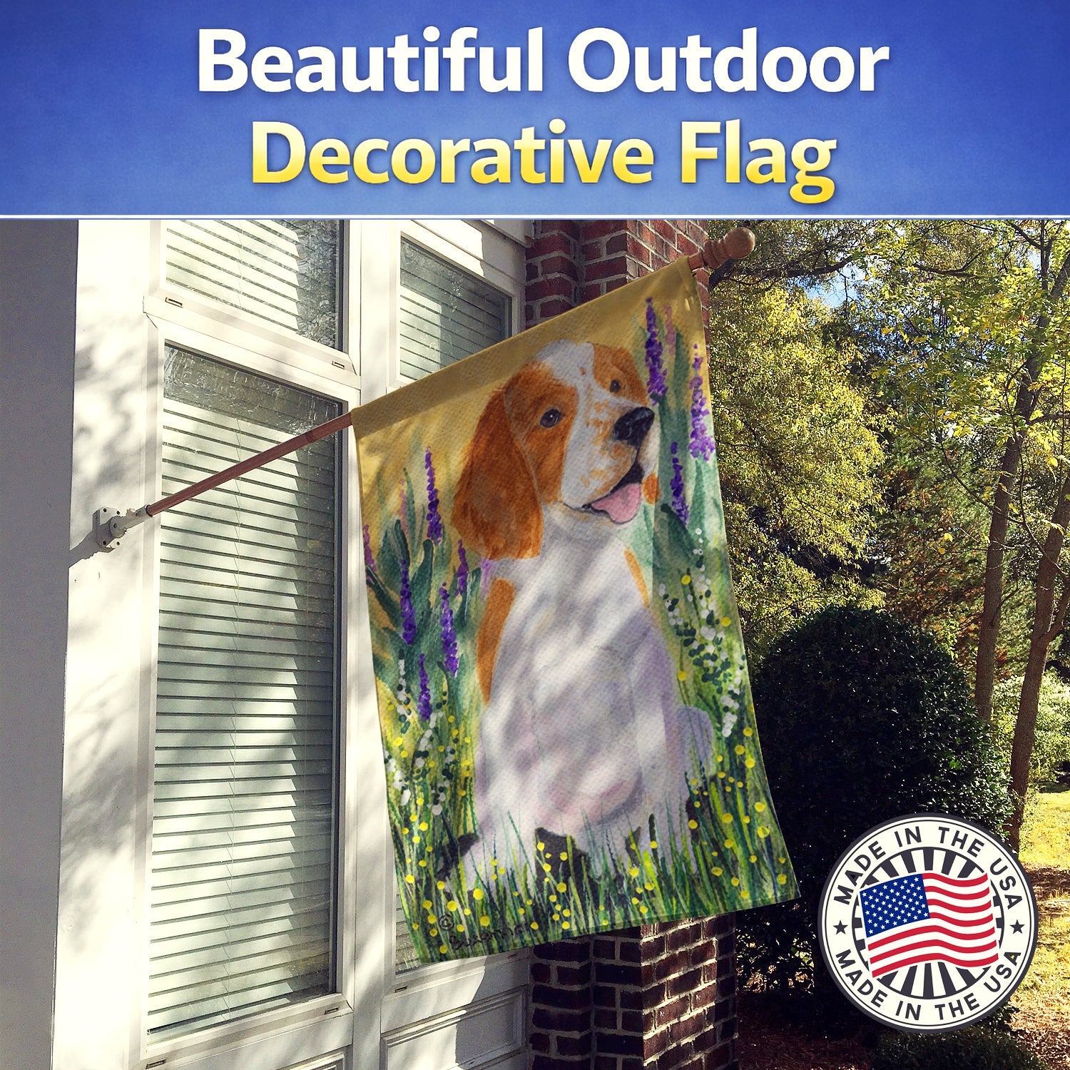 Welsh Springer Spaniel House Flag 28x40 Porch Sleeve Pole Decorative Outside Yard Banner Artwork Wall Hanging, Polyester