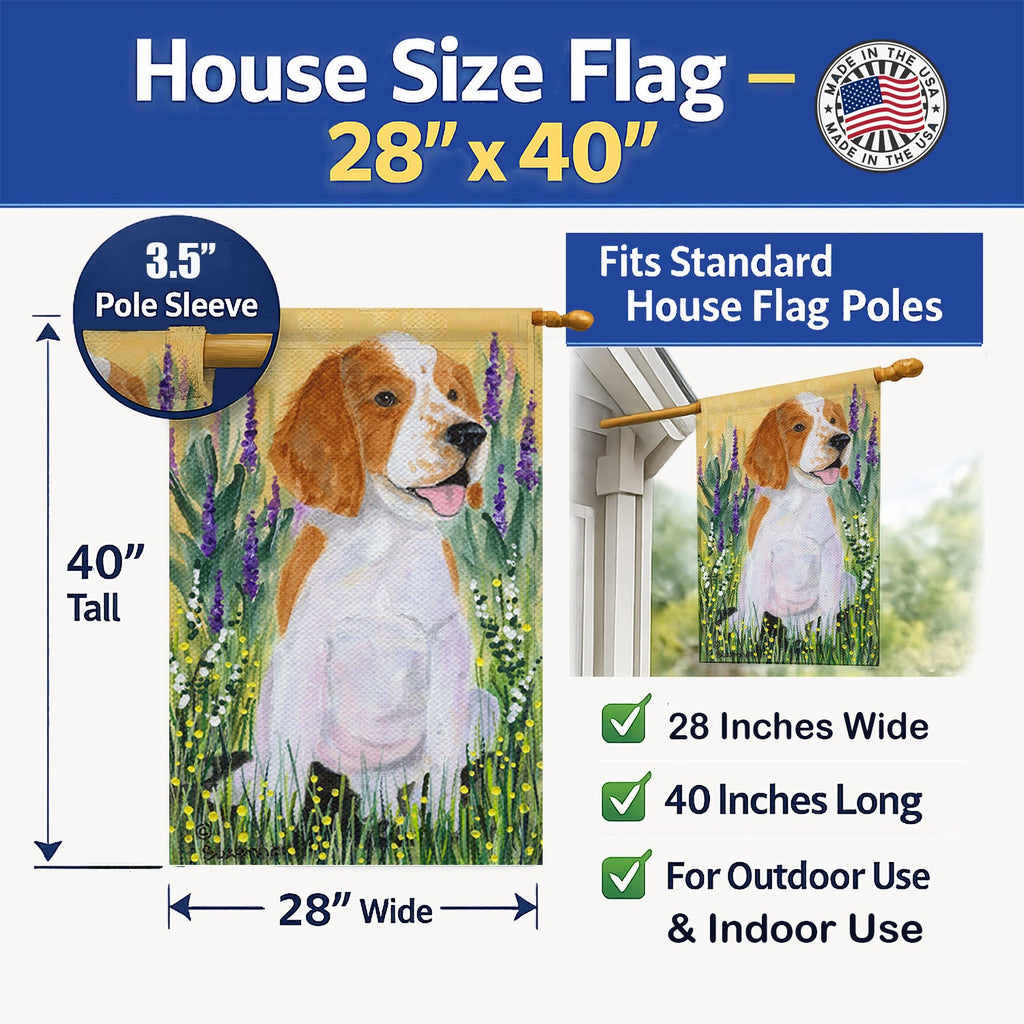 Welsh Springer Spaniel House Flag 28x40 Porch Sleeve Pole Decorative Outside Yard Banner Artwork Wall Hanging, Polyester