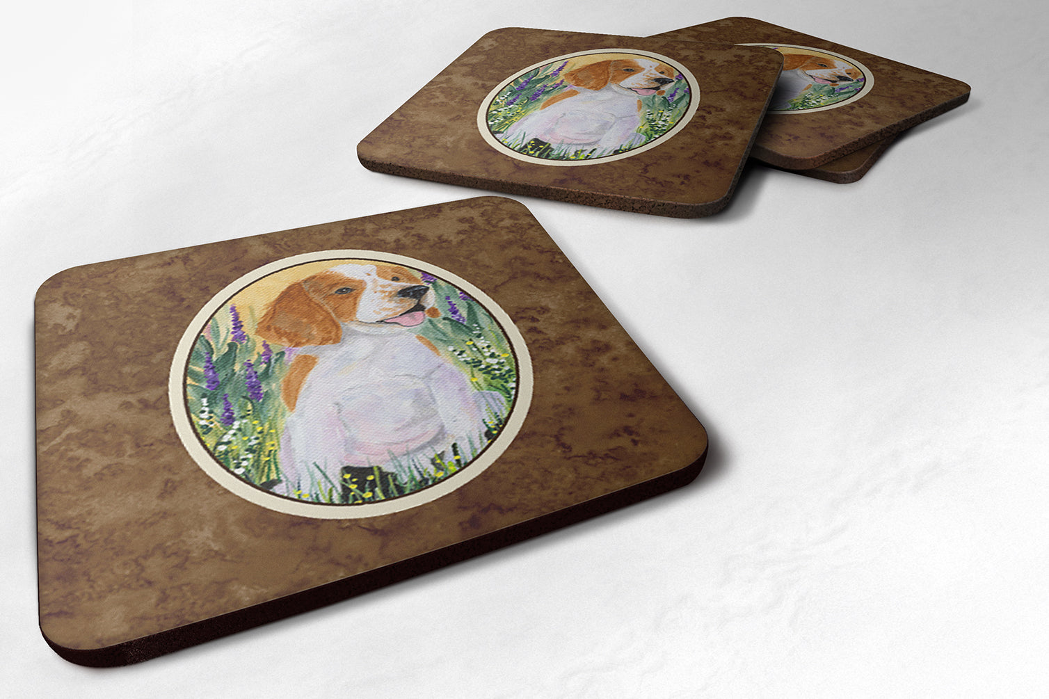 Welsh Springer Spaniel Foam Coasters Set of 4 Cup Coasters for Indoor Outdoor, Tabletop Protection, Anti Slip, Mouse pad Material
