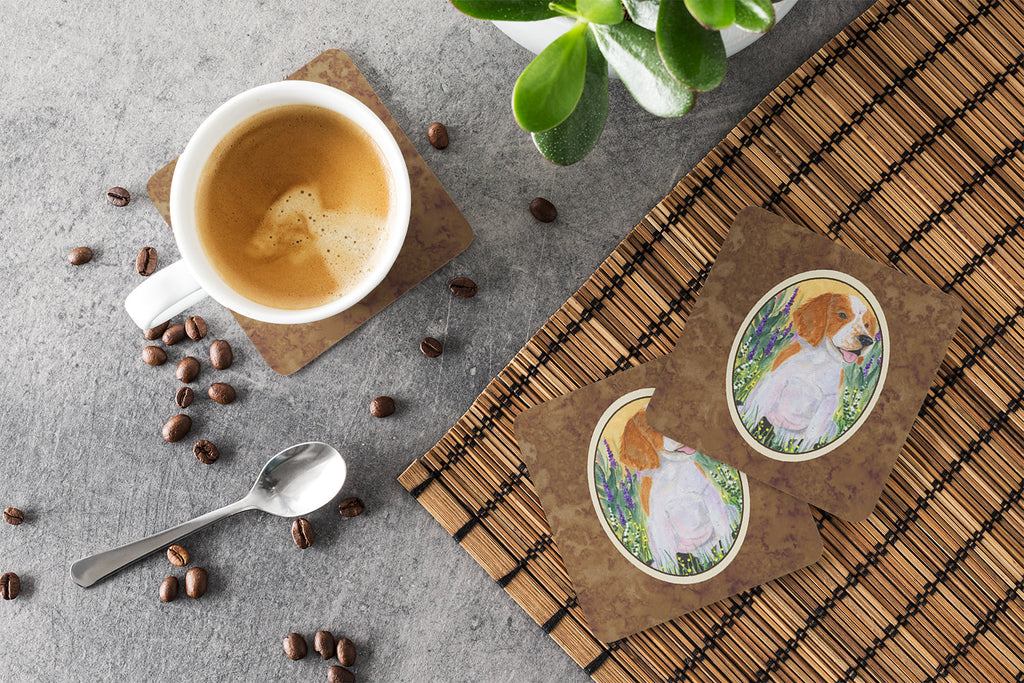 Welsh Springer Spaniel Foam Coasters Set of 4 Cup Coasters for Indoor Outdoor, Tabletop Protection, Anti Slip, Mouse pad Material
