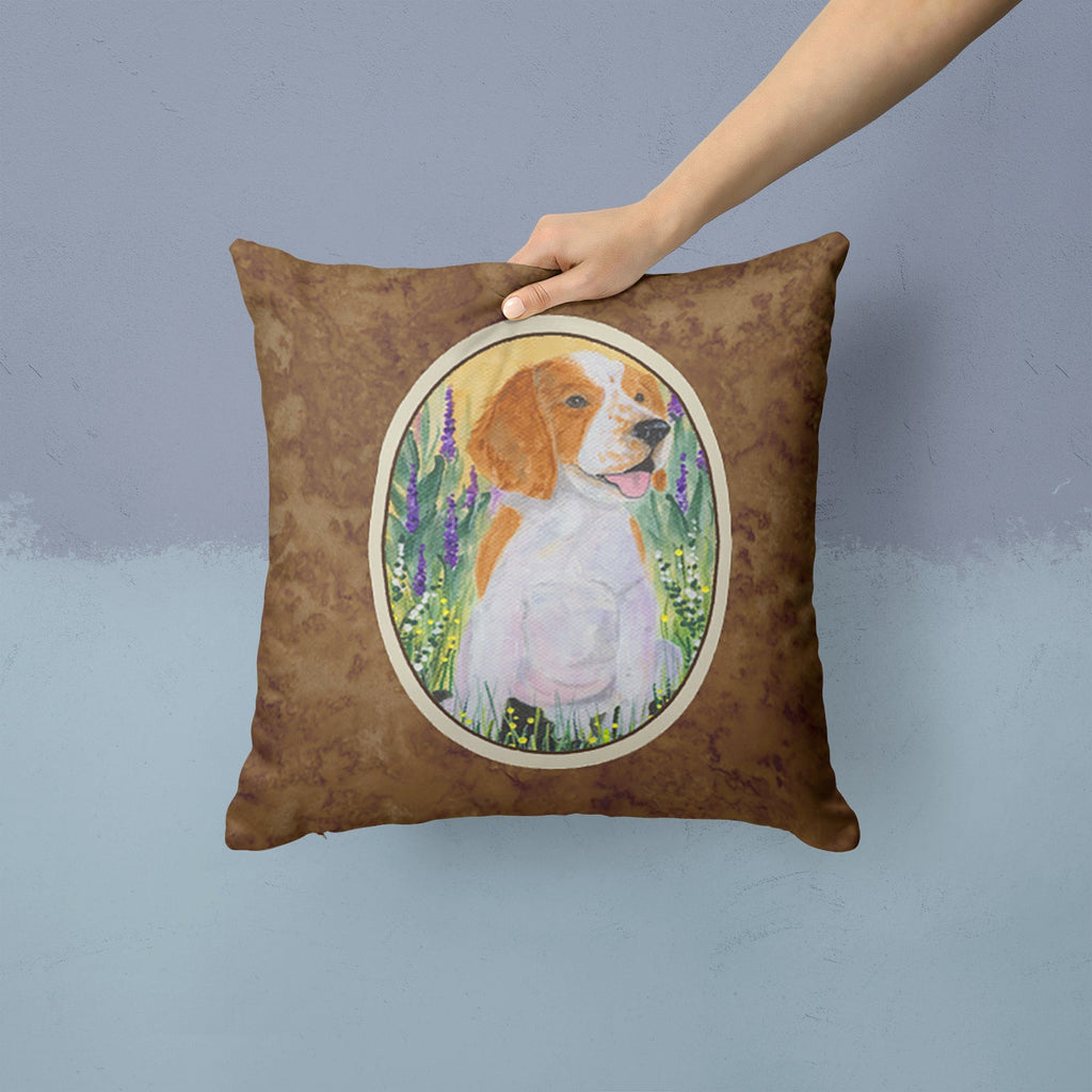 Welsh Springer Spaniel Decorative Throw Pillow 14x14 Indoor Outdoor Accent Cushion, Fabric Cover with Insert for Sofa, Bed, Porch & Living Room