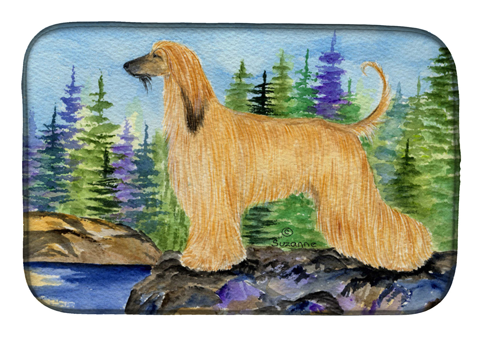 Afghan Hound Dish Drying Mat Absorbent Dish Drying Mat Pad for Kitchen Counter Dish Drainer Mat for Countertop, 14 x 21", Multicolor