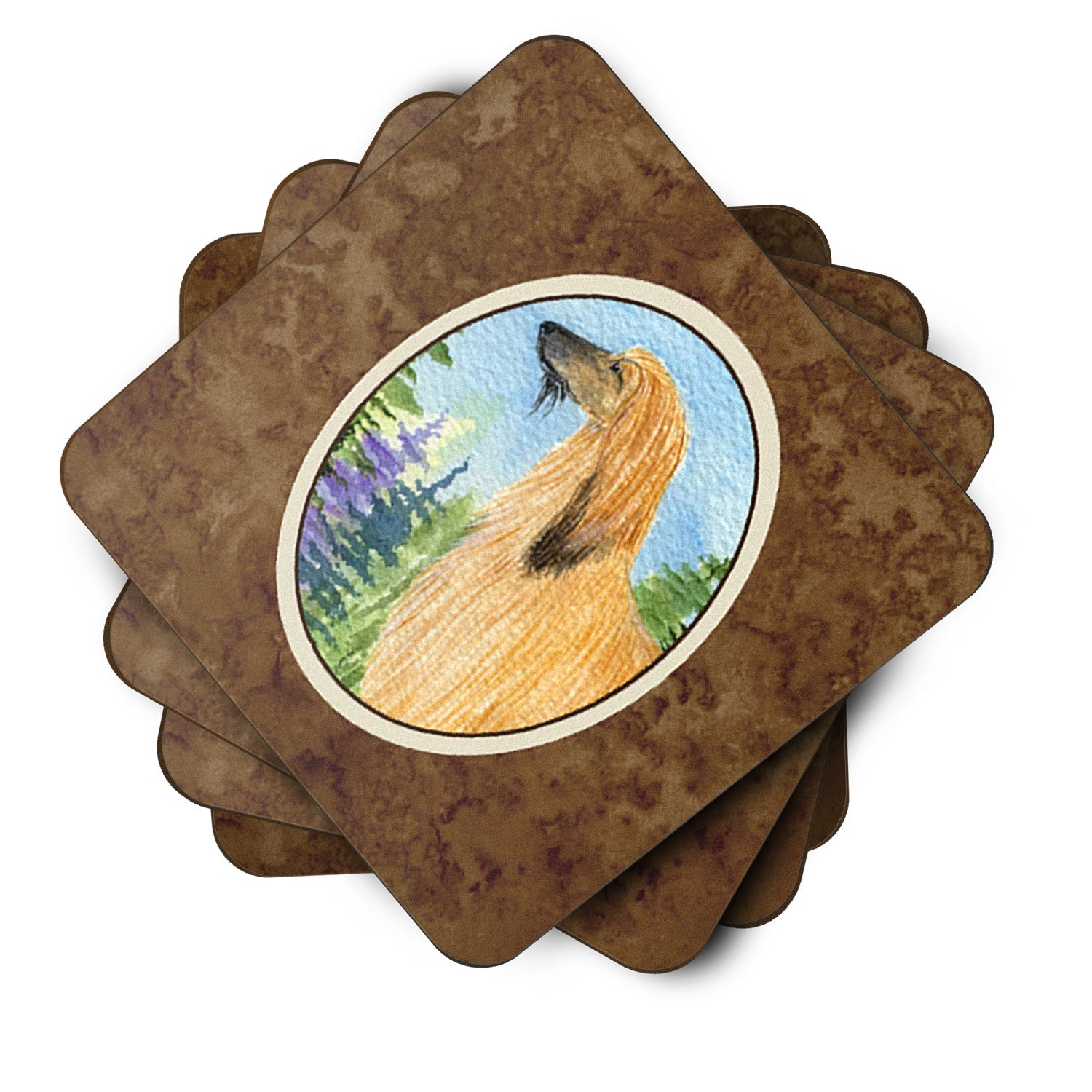 Afghan Hound Foam Coasters Set of 4 Cup Coasters for Indoor Outdoor, Tabletop Protection, Anti Slip, Mouse pad Material