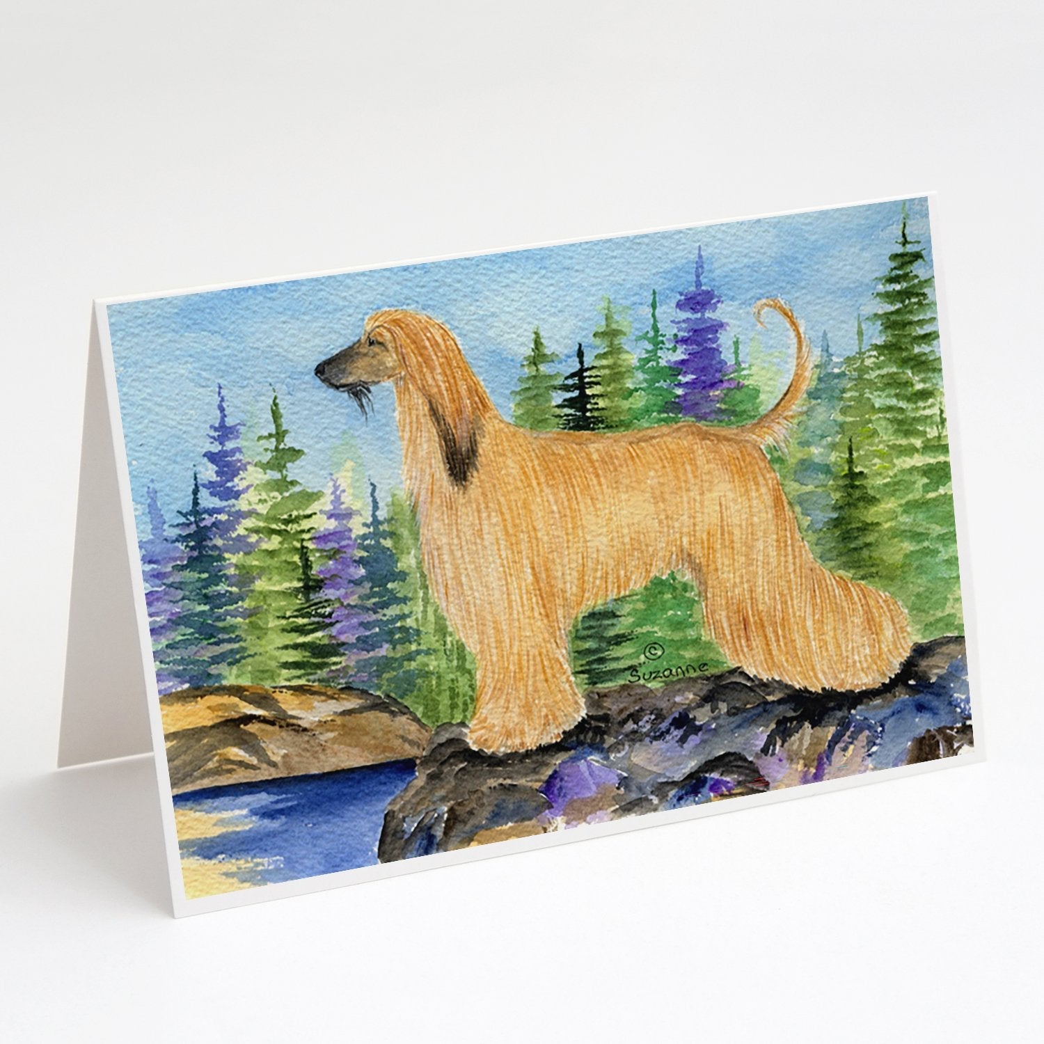 Afghan Hound Greeting Cards Pack of 8 Blank Cards with Envelopes Whimsical A7 Size 5x7