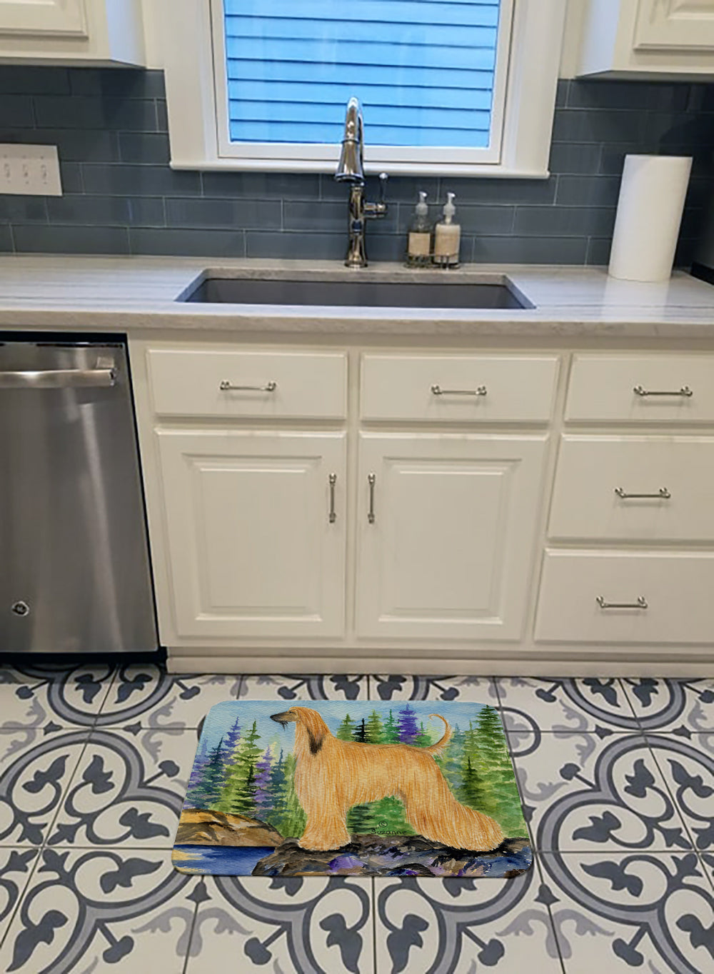 Afghan Hound Memory Foam Kitchen Mat Machine Washable Anti-Fatigue Cushion Comfort Bath or Kitchen Rug