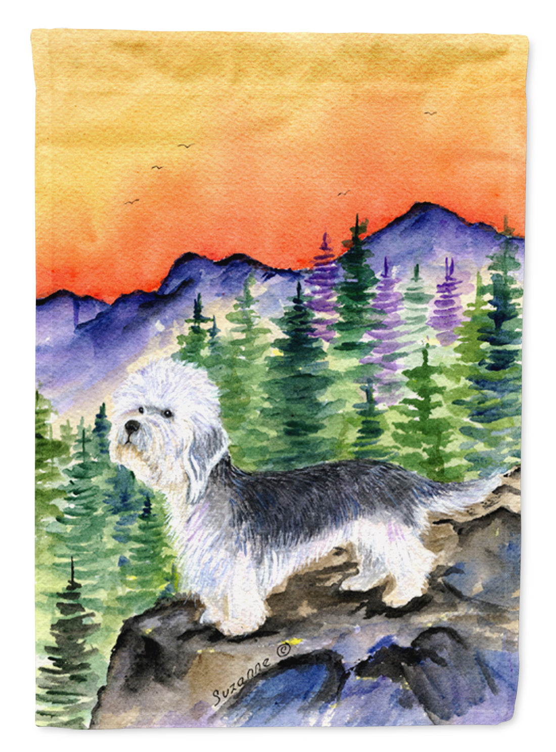 Dandie Dinmont Terrier House Flag 28x40 Porch Sleeve Pole Decorative Outside Yard Banner Artwork Wall Hanging, Polyester