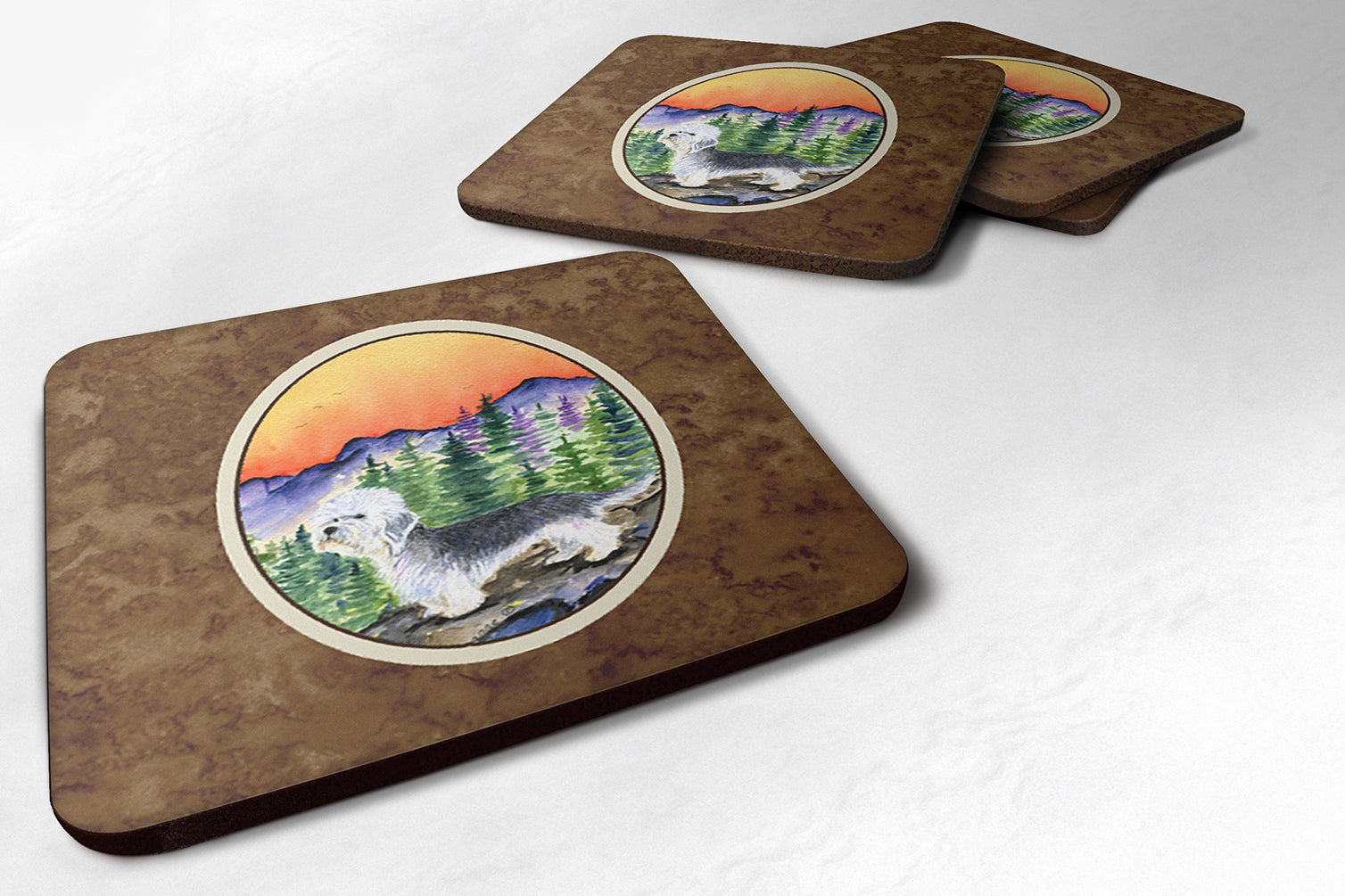 Dandie Dinmont Terrier Foam Coasters Set of 4 Cup Coasters for Indoor Outdoor, Tabletop Protection, Anti Slip, Mouse pad Material