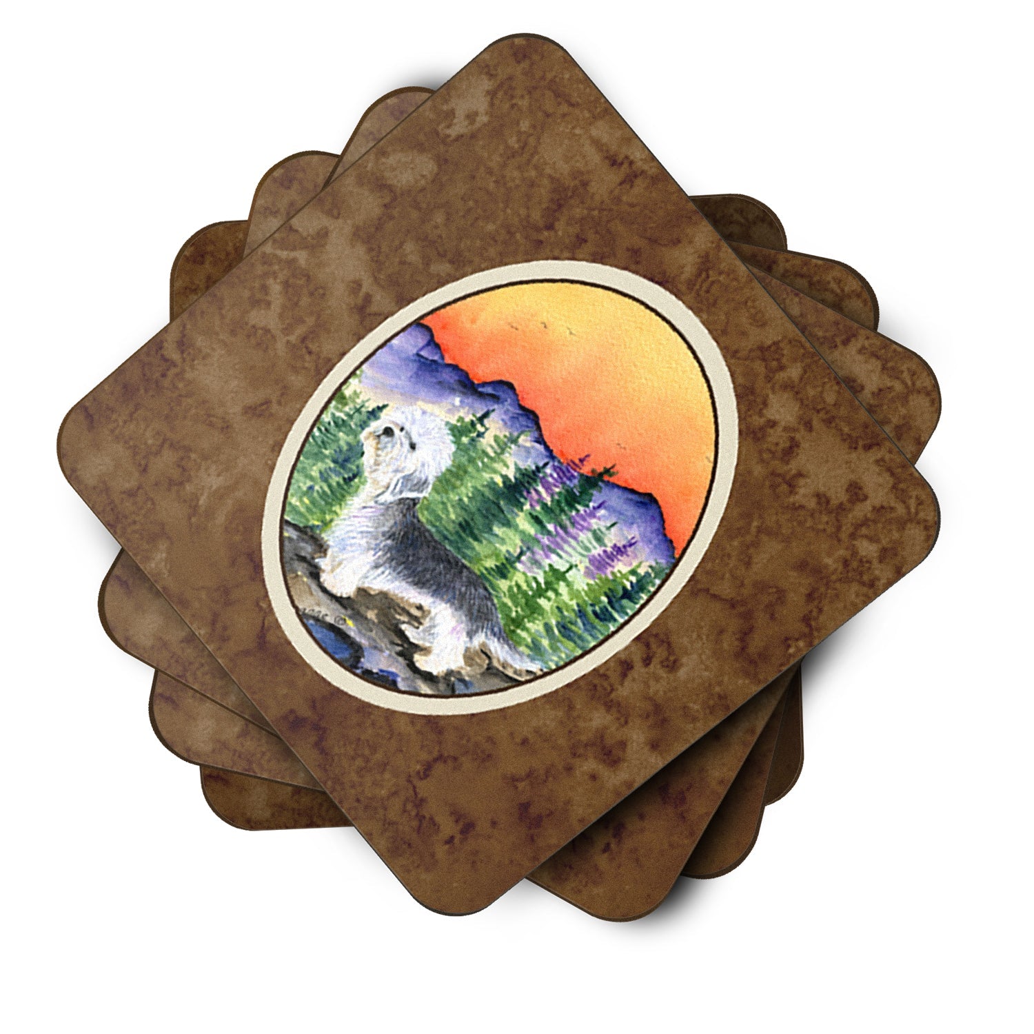 Dandie Dinmont Terrier Foam Coasters Set of 4 Cup Coasters for Indoor Outdoor, Tabletop Protection, Anti Slip, Mouse pad Material