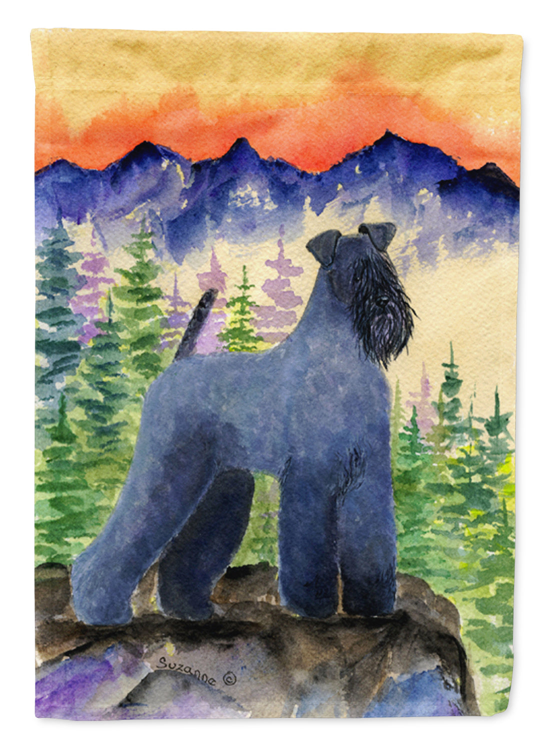 Kerry Blue Terrier House Flag 28x40 Porch Sleeve Pole Decorative Outside Yard Banner Artwork Wall Hanging, Polyester