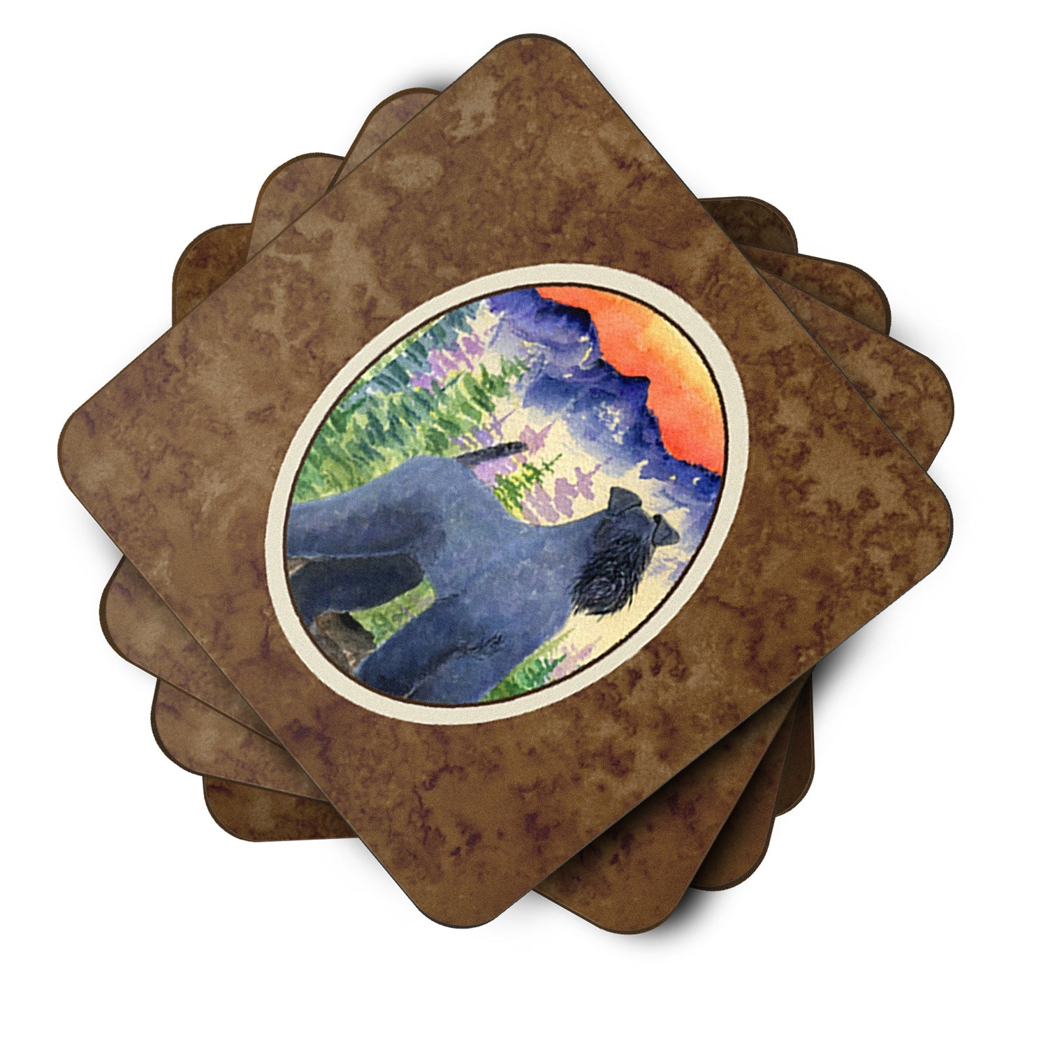 Kerry Blue Terrier Foam Coasters Set of 4 Cup Coasters for Indoor Outdoor, Tabletop Protection, Anti Slip, Mouse pad Material