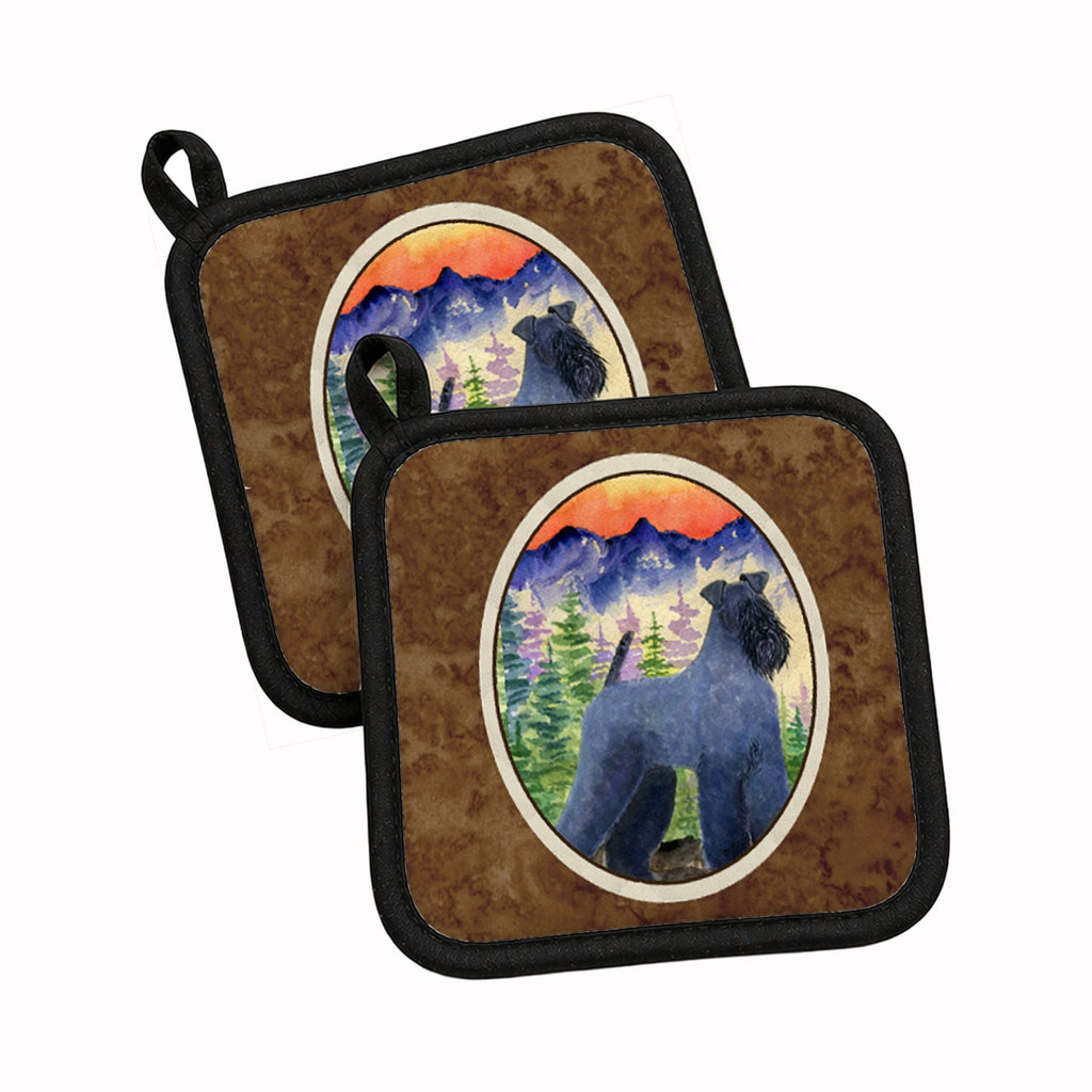 Kerry Blue Terrier Pot Holder Set of 2 Heat Resistant Quilted Hot Pads 7.5 x 7.5 Inch, Insulated Kitchen Trivets for Cooking & Baking