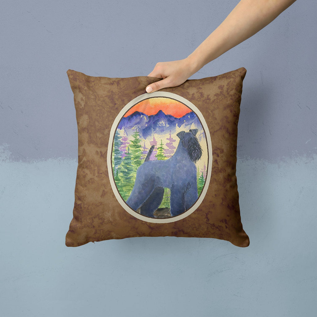 Kerry Blue Terrier Decorative Throw Pillow 14x14 Indoor Outdoor Accent Cushion, Fabric Cover with Insert for Sofa, Bed, Porch & Living Room