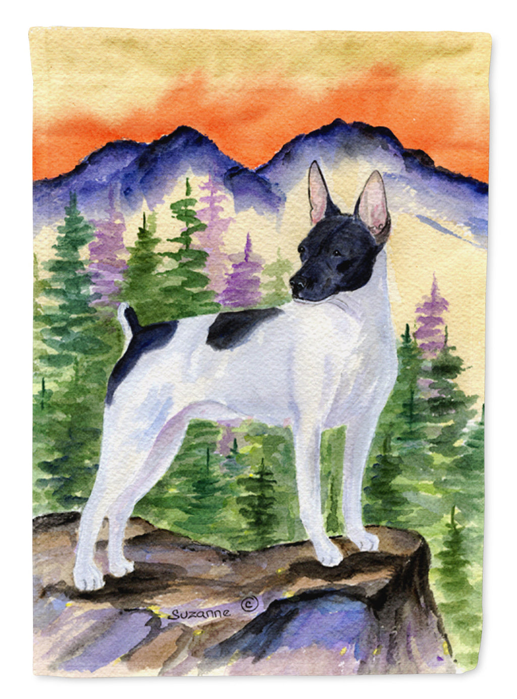 Rat Terrier House Flag 28x40 Porch Sleeve Pole Decorative Outside Yard Banner Artwork Wall Hanging, Polyester