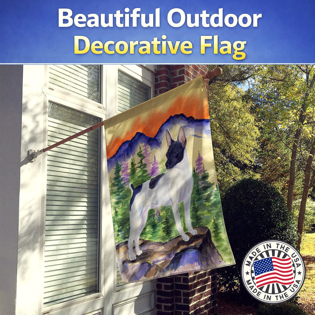 Rat Terrier House Flag 28x40 Porch Sleeve Pole Decorative Outside Yard Banner Artwork Wall Hanging, Polyester