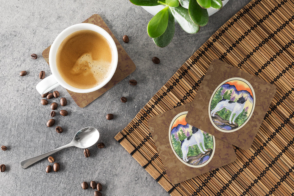 Rat Terrier Foam Coasters Set of 4 Cup Coasters for Indoor Outdoor, Tabletop Protection, Anti Slip, Mouse pad Material