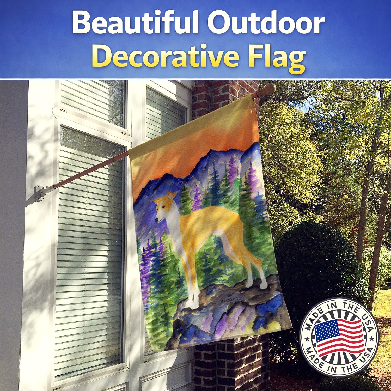 Italian Greyhound House Flag 28x40 Porch Sleeve Pole Decorative Outside Yard Banner Artwork Wall Hanging, Polyester