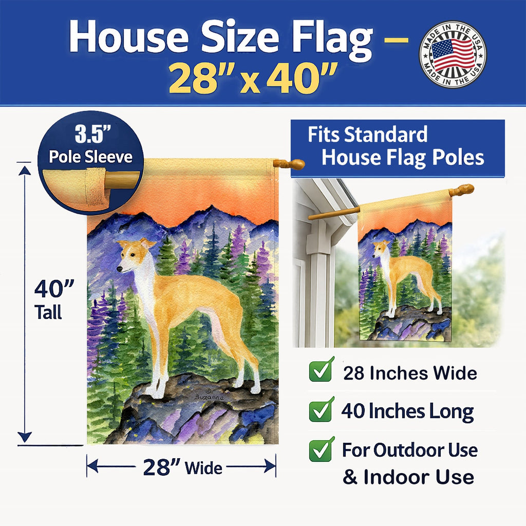 Italian Greyhound House Flag 28x40 Porch Sleeve Pole Decorative Outside Yard Banner Artwork Wall Hanging, Polyester