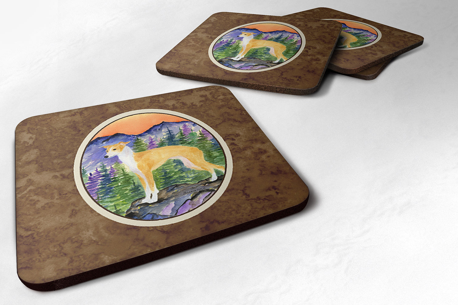 Italian Greyhound Foam Coasters Set of 4 Cup Coasters for Indoor Outdoor, Tabletop Protection, Anti Slip, Mouse pad Material