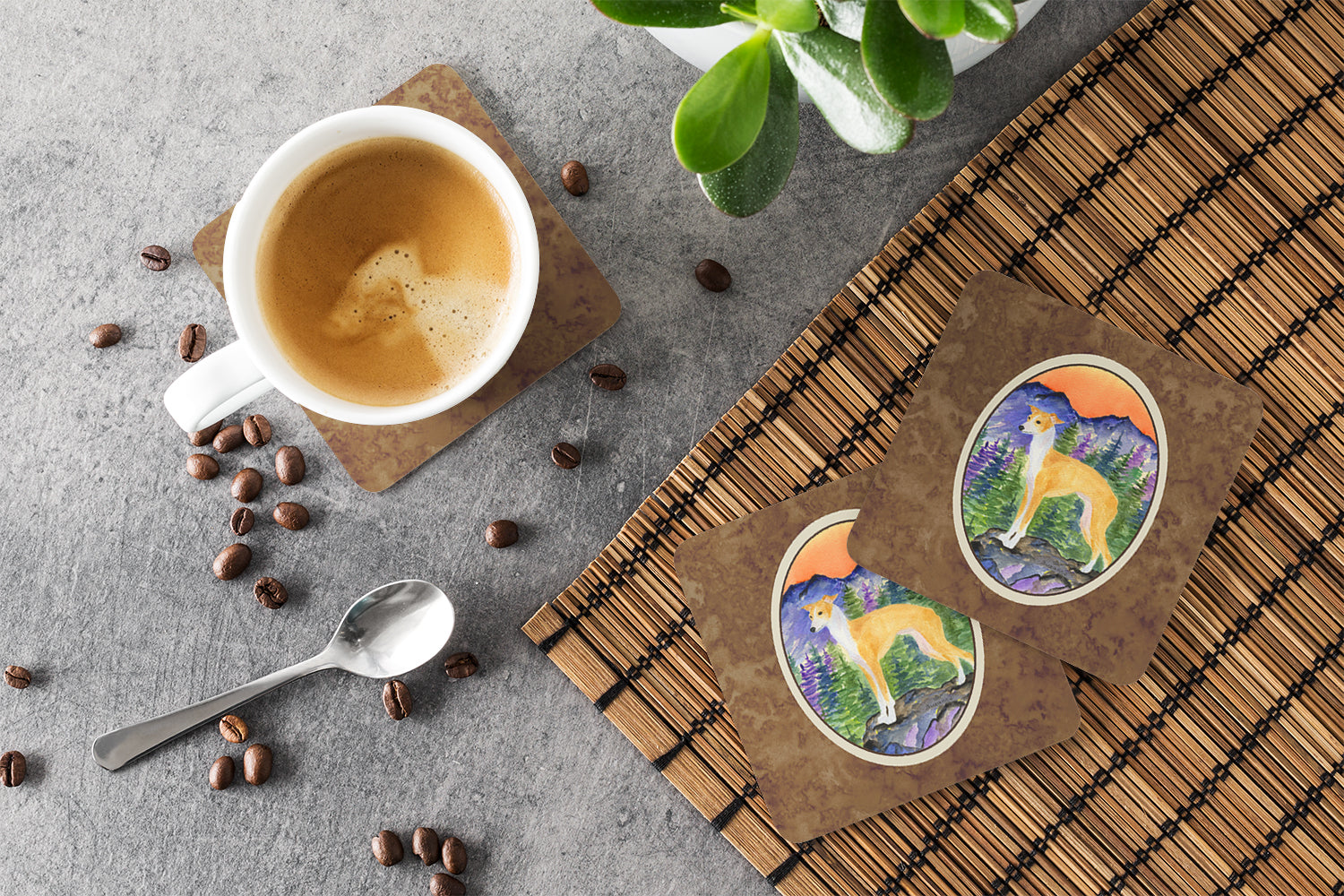 Italian Greyhound Foam Coasters Set of 4 Cup Coasters for Indoor Outdoor, Tabletop Protection, Anti Slip, Mouse pad Material