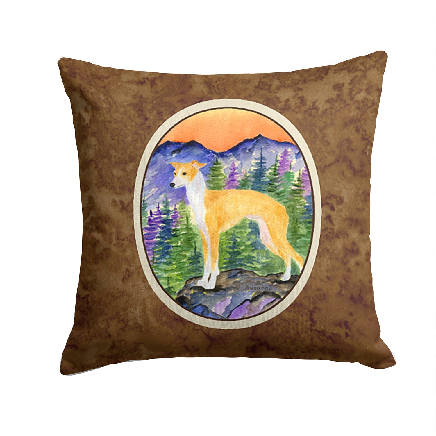 Italian Greyhound Decorative Throw Pillow 14x14 Indoor Outdoor Accent Cushion, Fabric Cover with Insert for Sofa, Bed, Porch & Living Room