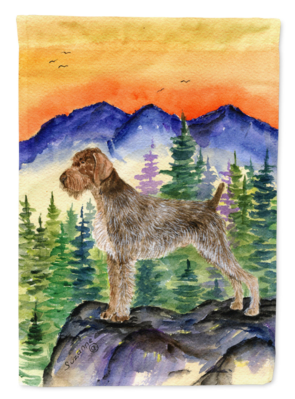 German Wirehaired Pointer House Flag 28x40 Porch Sleeve Pole Decorative Outside Yard Banner Artwork Wall Hanging, Polyester