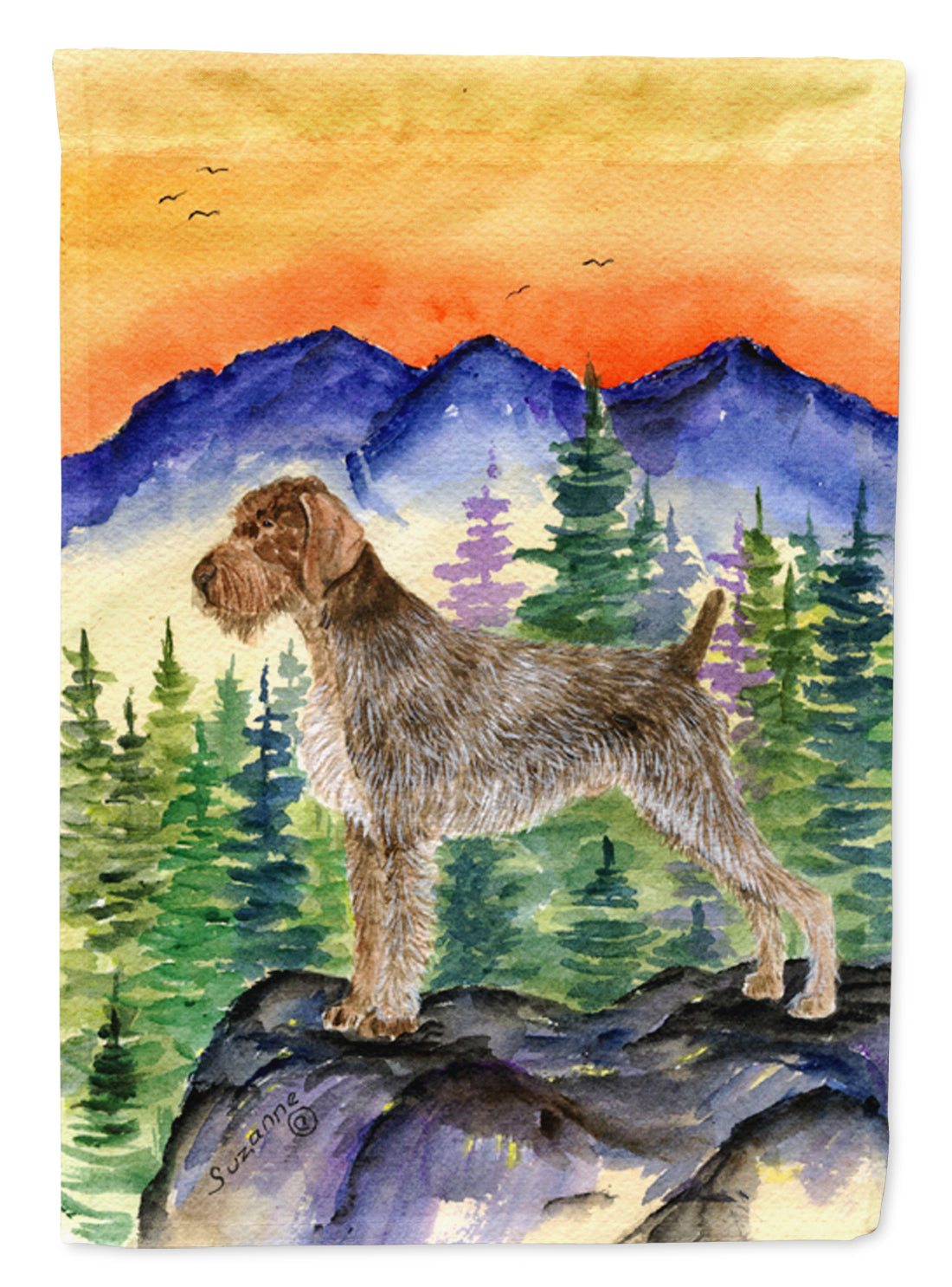 German Wirehaired Pointer House Flag 28x40 Porch Sleeve Pole Decorative Outside Yard Banner Artwork Wall Hanging, Polyester