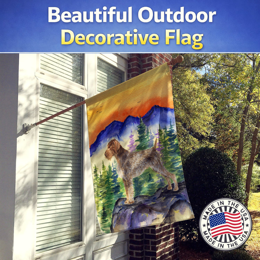 German Wirehaired Pointer House Flag 28x40 Porch Sleeve Pole Decorative Outside Yard Banner Artwork Wall Hanging, Polyester