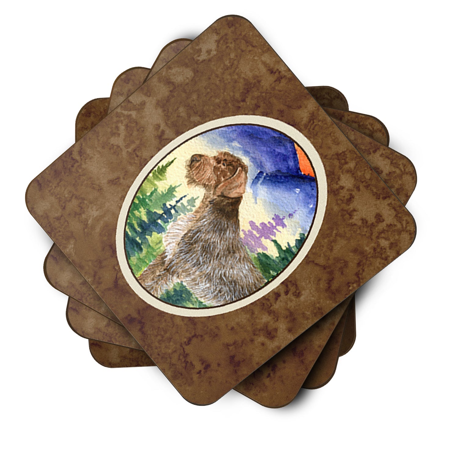 German Wirehaired Pointer Foam Coasters Set of 4 Cup Coasters for Indoor Outdoor, Tabletop Protection, Anti Slip, Mouse pad Material